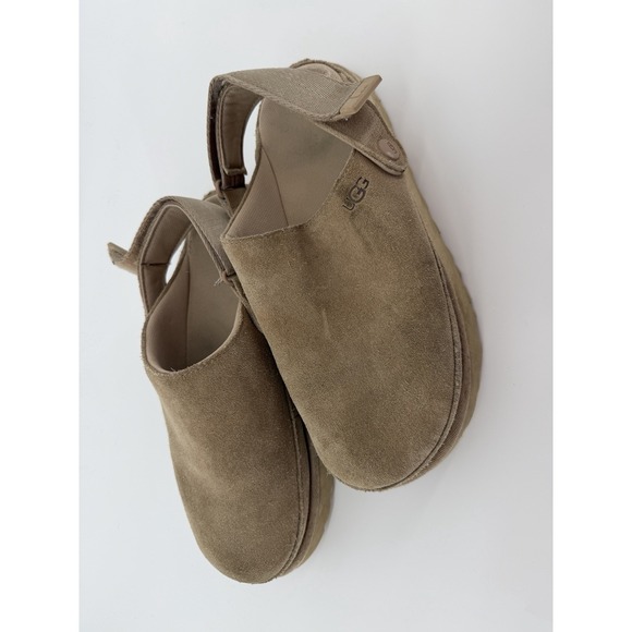 UGG Women's Size 8 Goldenstar Clogs Beige Sand Suede Slip On Slingback Shoes - Picture 2 of 6